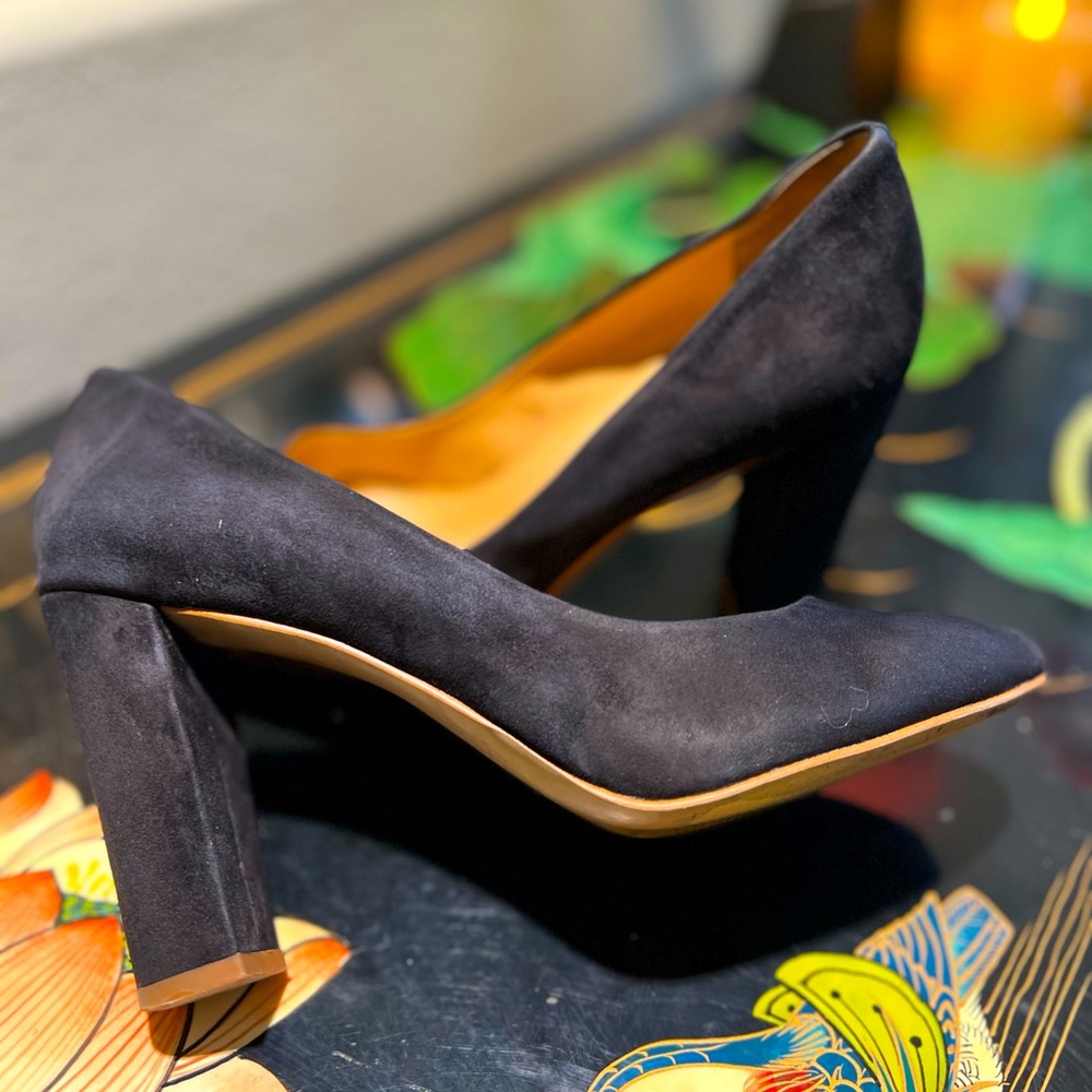 J. Crew Factory Olive Black Suede Pump Womens 8